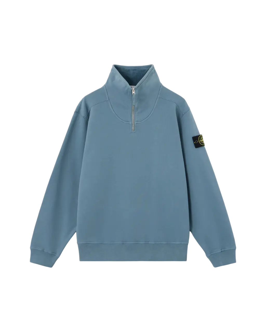 STONE ISLAND - Sweat-shirt col montant zippé en coton Bleu acier