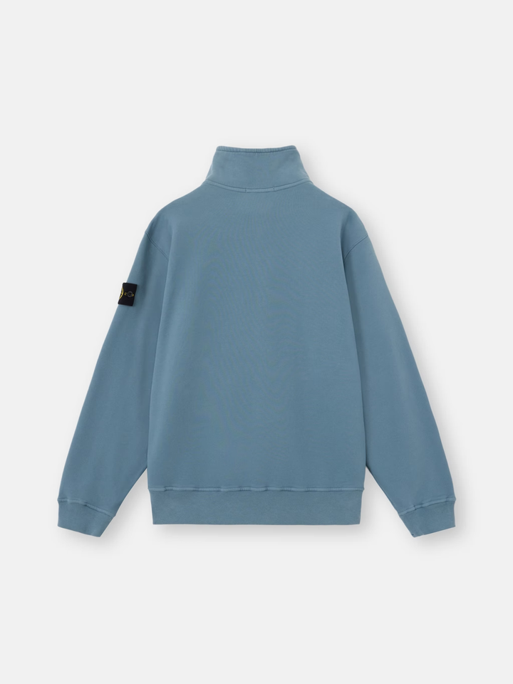 STONE ISLAND - Sweat-shirt col montant zippé en coton Bleu acier