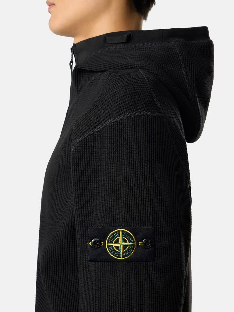 STONE ISLAND - Sweatshirt Zippé à Capuche Coupe Regular avec Poches Noir