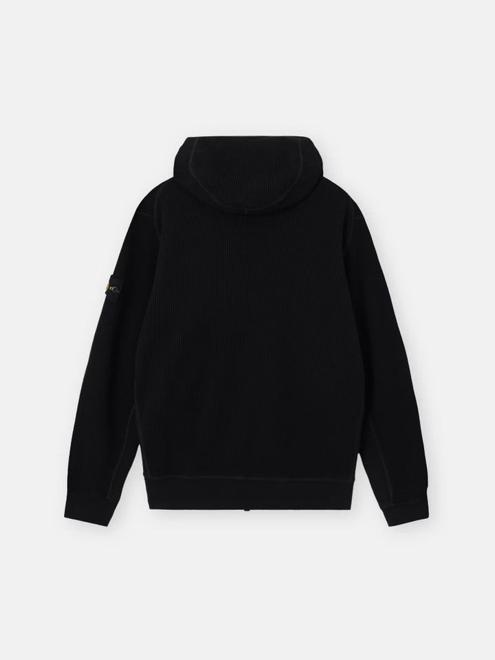 STONE ISLAND - Sweatshirt Zippé à Capuche Coupe Regular avec Poches Noir