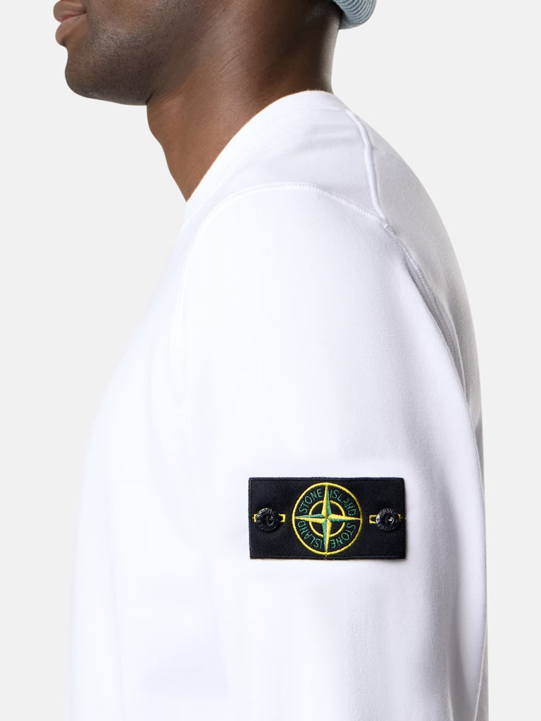 STONE ISLAND - Sweat-shirt Ras-du-cou Coupe Regular avec Manches Raglan Blanc