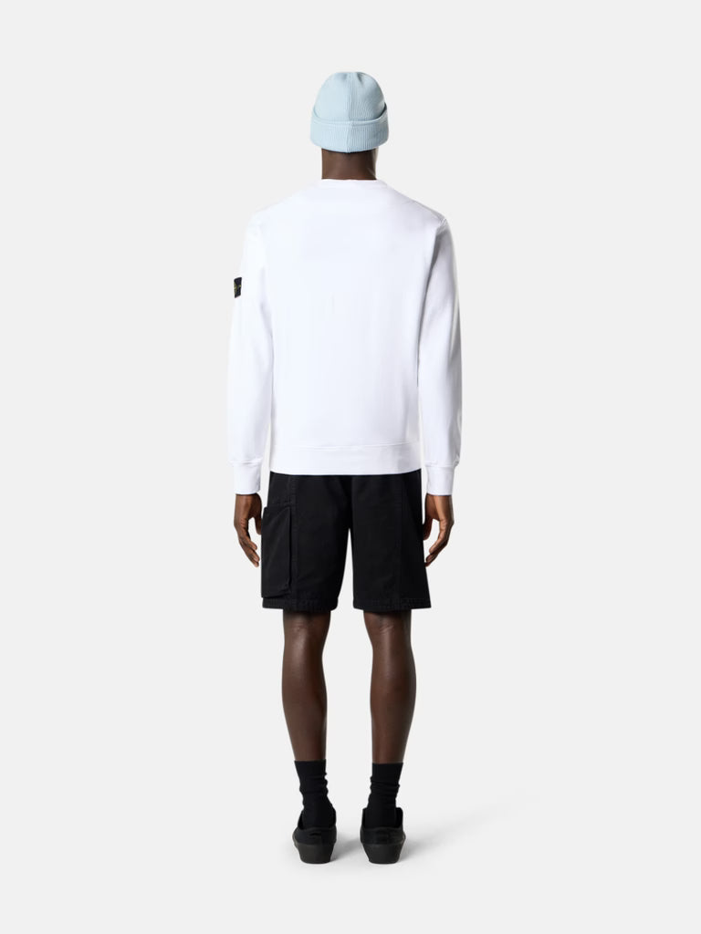 STONE ISLAND - Sweat-shirt Ras-du-cou Coupe Regular avec Manches Raglan Blanc