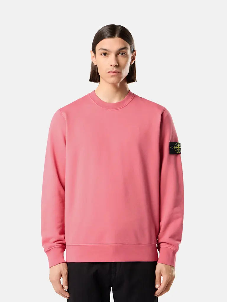 STONE ISLAND – Sweat ras-du-cou en coton biologique Rouge géranium