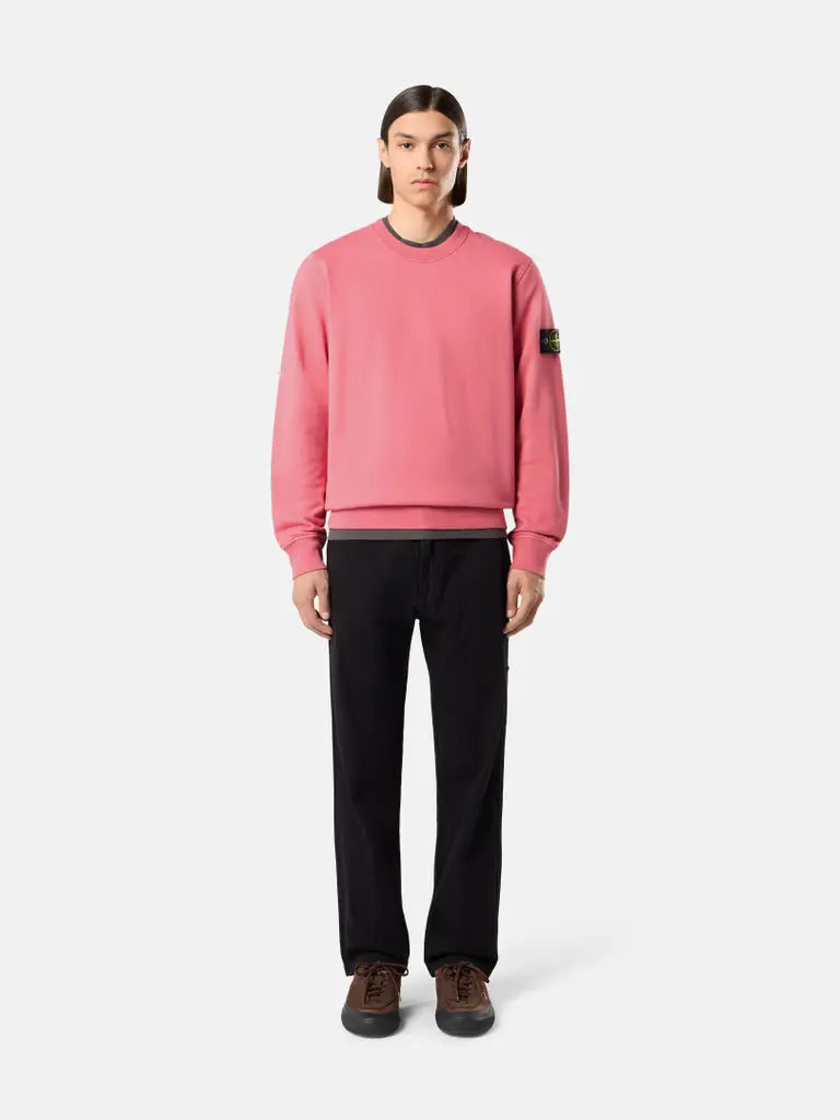 STONE ISLAND – Sweat ras-du-cou en coton biologique Rouge géranium