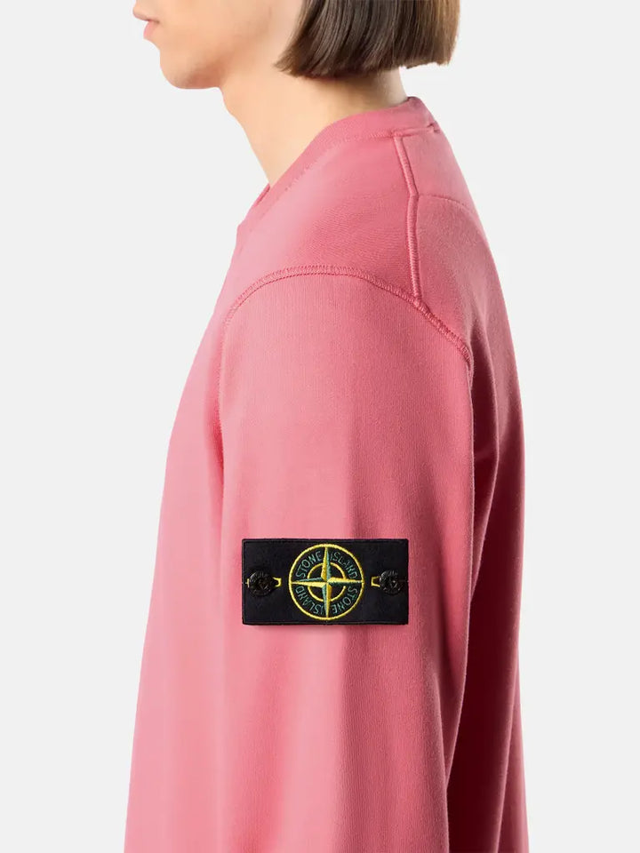 STONE ISLAND – Sweat ras-du-cou en coton biologique Rouge géranium