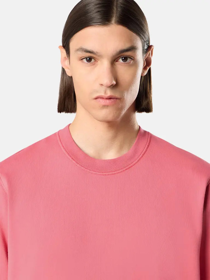 STONE ISLAND – Sweat ras-du-cou en coton biologique Rouge géranium