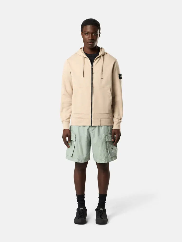 STONE ISLAND - Sweat à Capuche Zippé Beige Sable