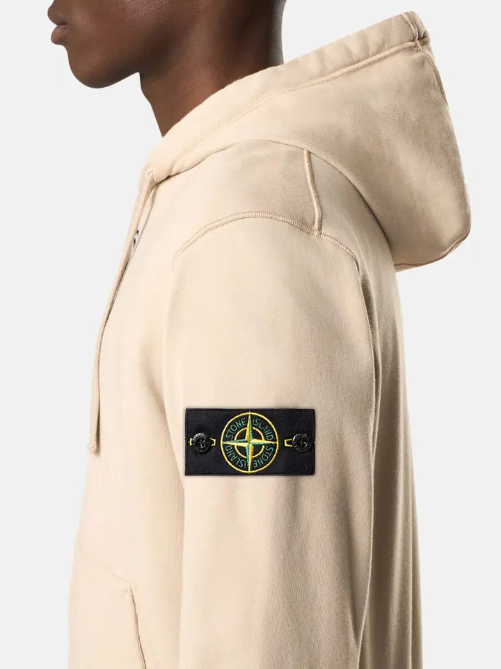 STONE ISLAND - Sweat à Capuche Zippé Beige Sable