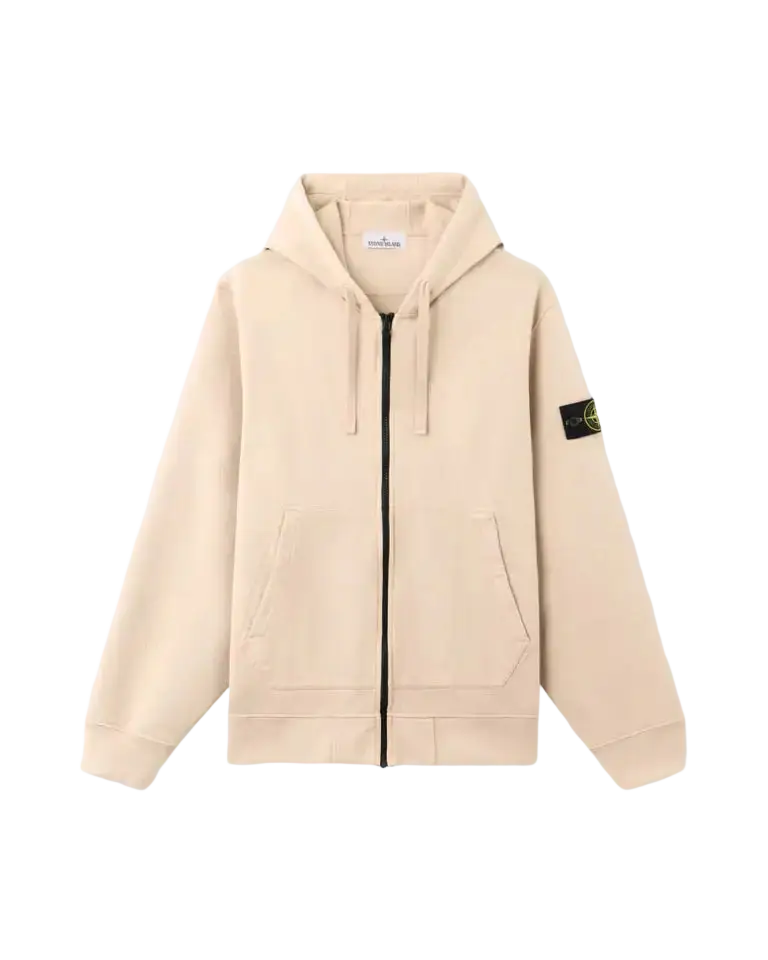 STONE ISLAND - Sweat à Capuche Zippé Beige Sable