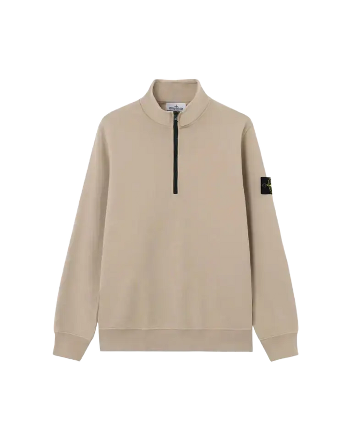 STONE ISLAND – Sweat demi-zip en coton biologique Beige sable