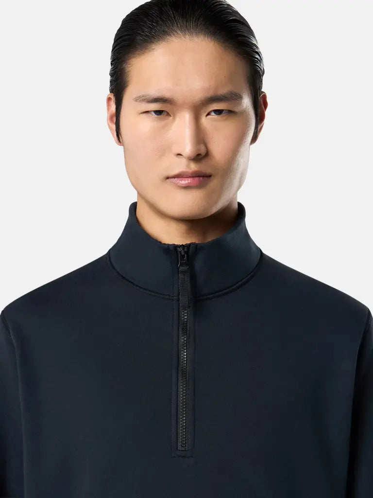STONE ISLAND – Sweat demi-zip en coton biologique Bleu marine