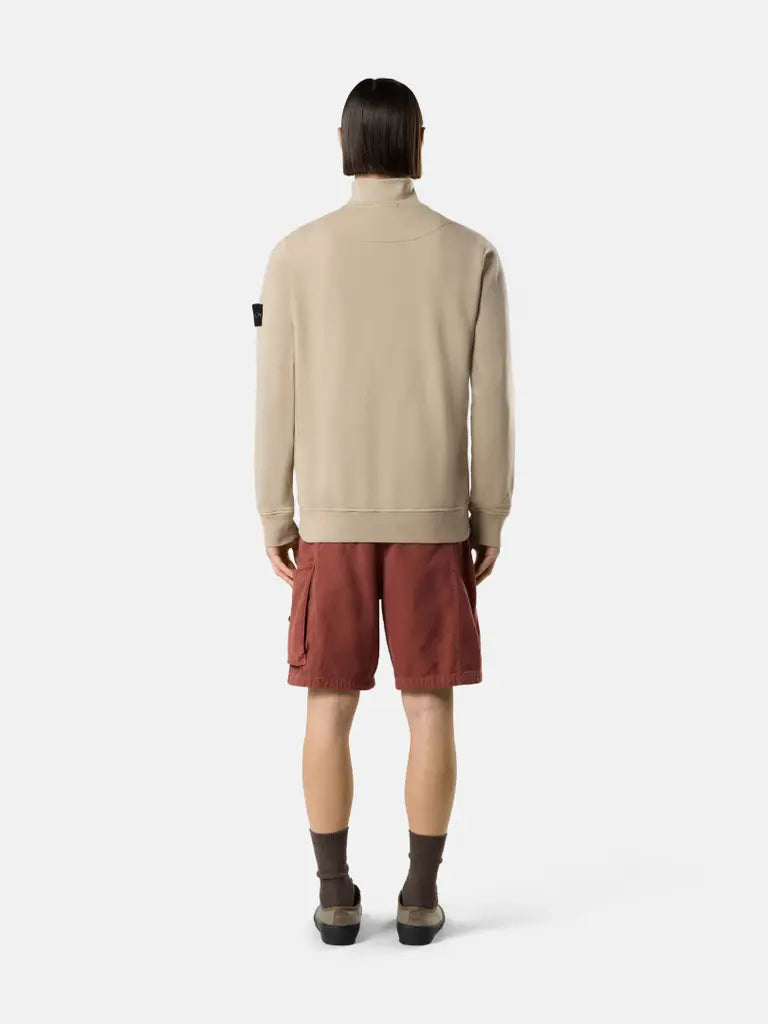 STONE ISLAND – Sweat demi-zip en coton biologique Beige sable