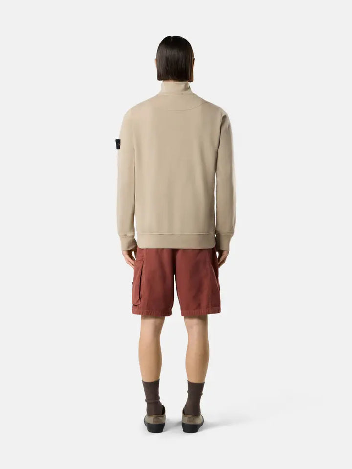 STONE ISLAND – Sweat demi-zip en coton biologique Beige sable