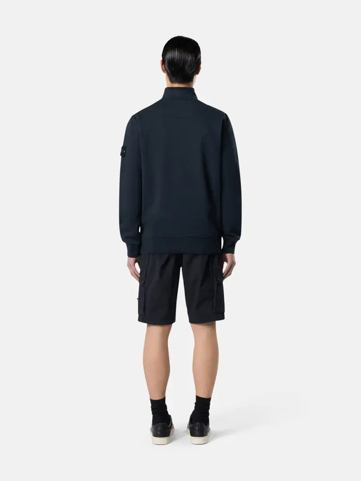 STONE ISLAND – Sweat demi-zip en coton biologique Bleu marine