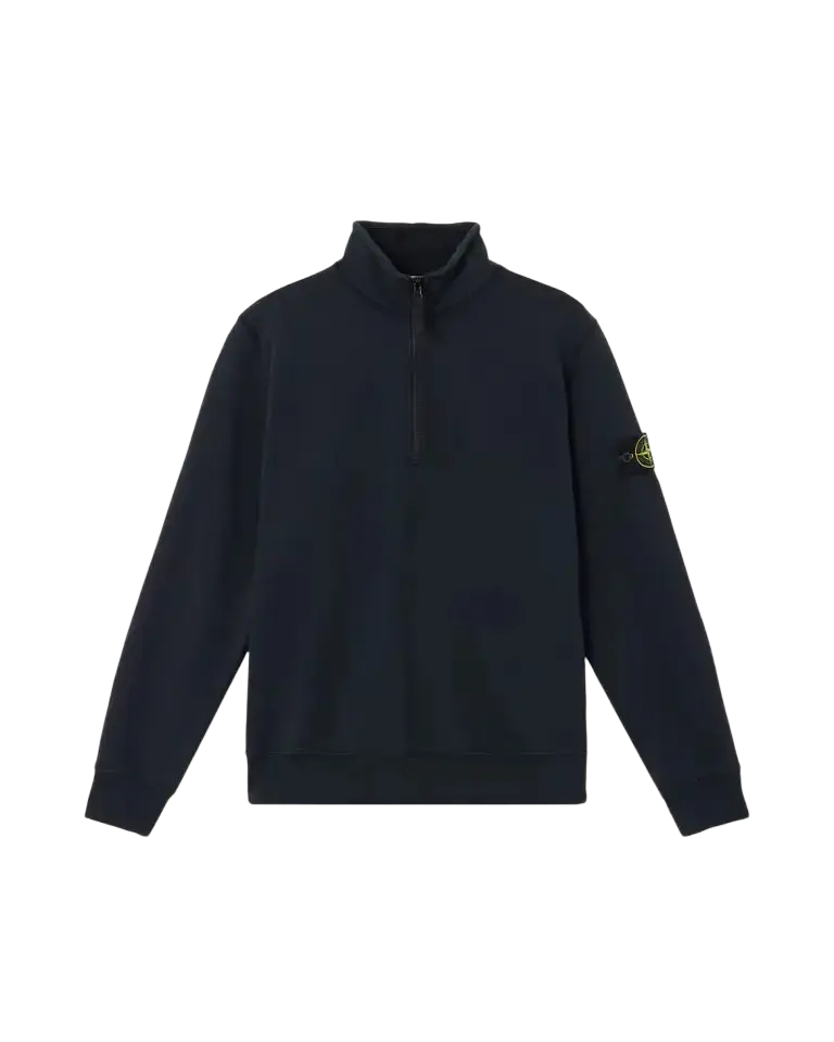 STONE ISLAND – Sweat demi-zip en coton biologique Bleu marine