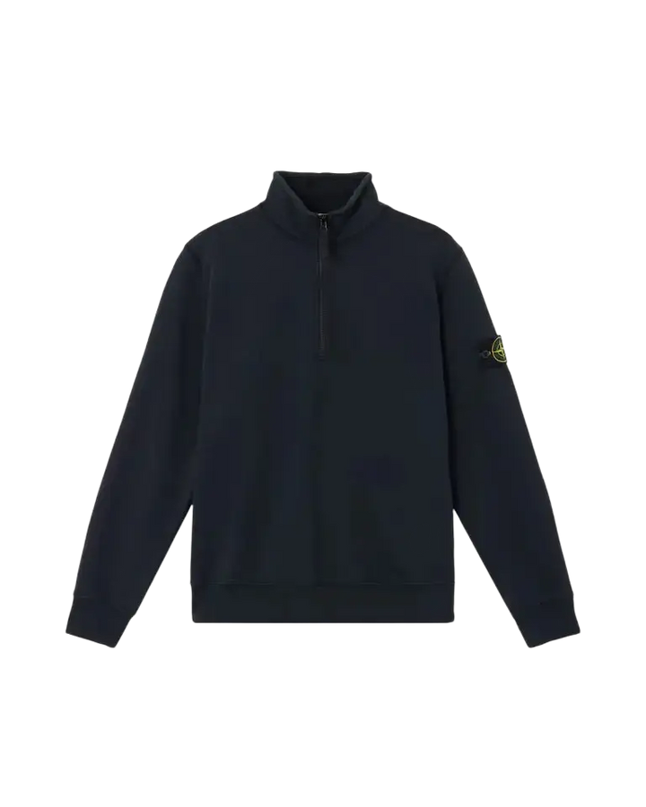 STONE ISLAND – Sweat demi-zip en coton biologique Bleu marine