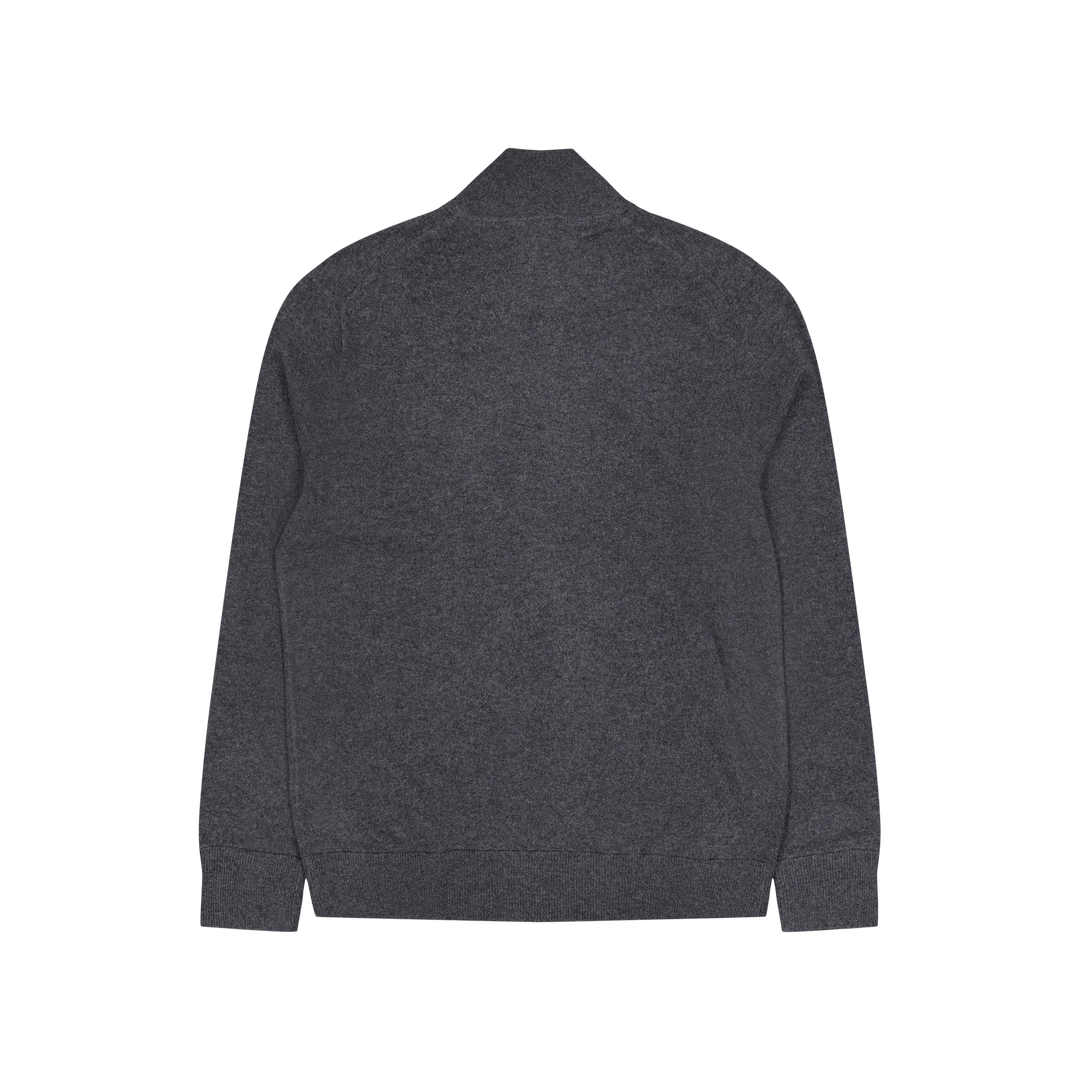 POLO RALPH LAUREN - Cardigan zippé en laine mérinos Gris foncé chiné