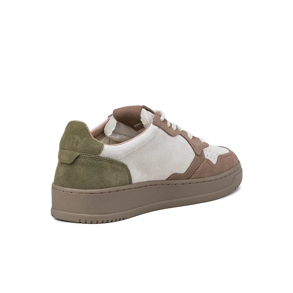 AUTRY - Baskets Medalist Low Tricolor en daim Blanc sable / Vert gris