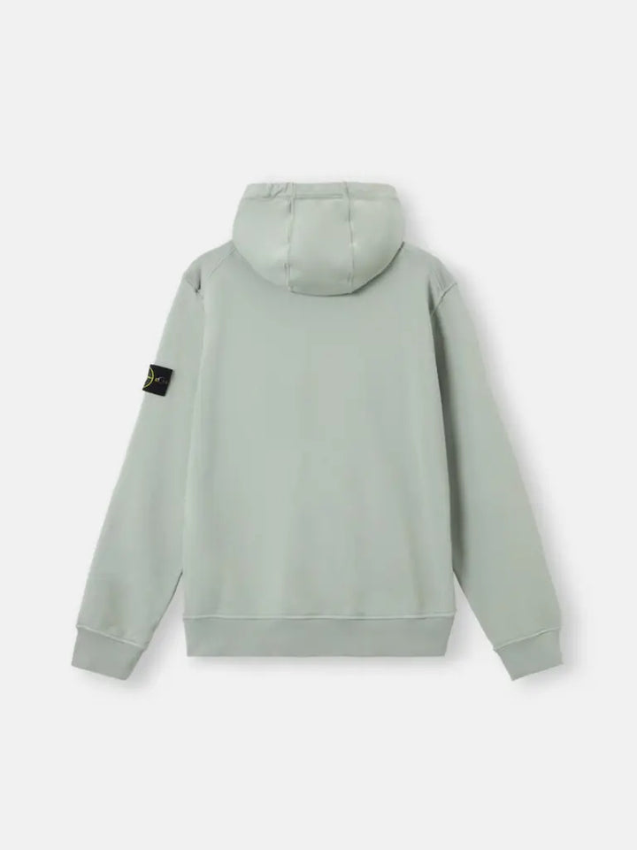 STONE ISLAND - Sweat à Capuche Zippé en Coton Bio Vert Océan