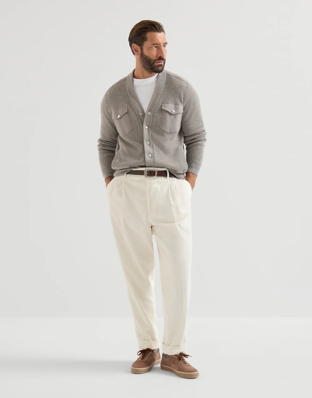 BRUNELLO CUCINELLI - Sneakers en Daim Marron Boue