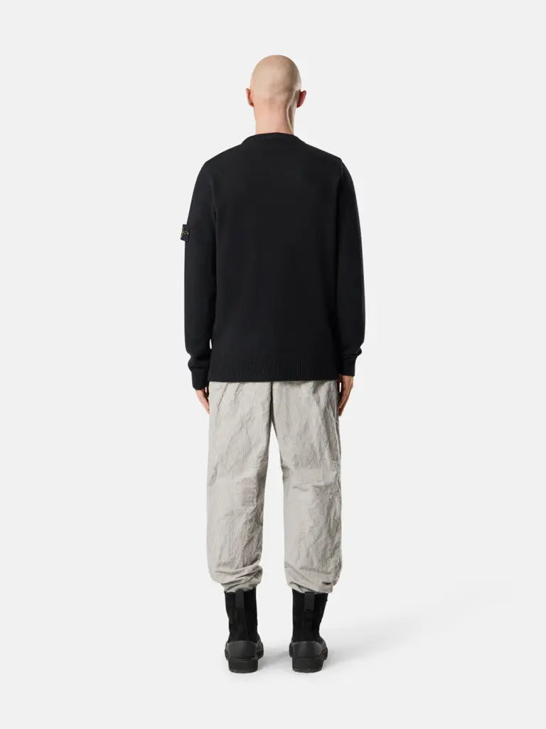 STONE ISLAND - Pull Col Rond en Laine d'Agneau Noir