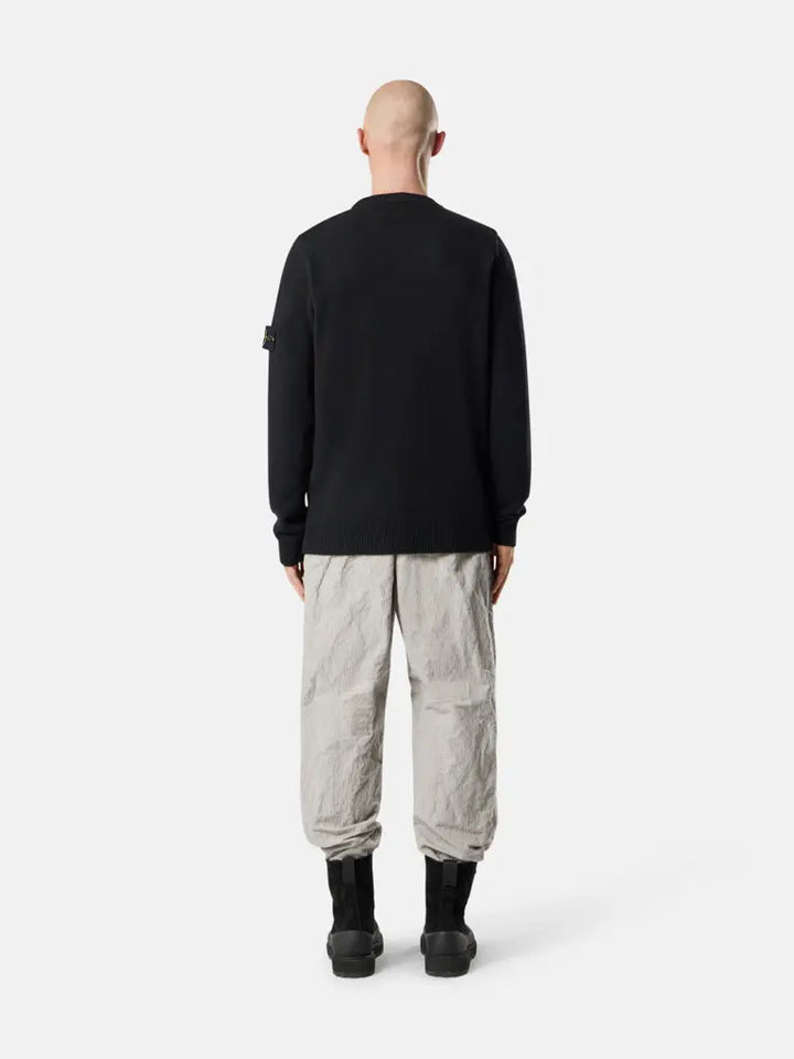 STONE ISLAND - Pull Col Rond en Laine d'Agneau Noir