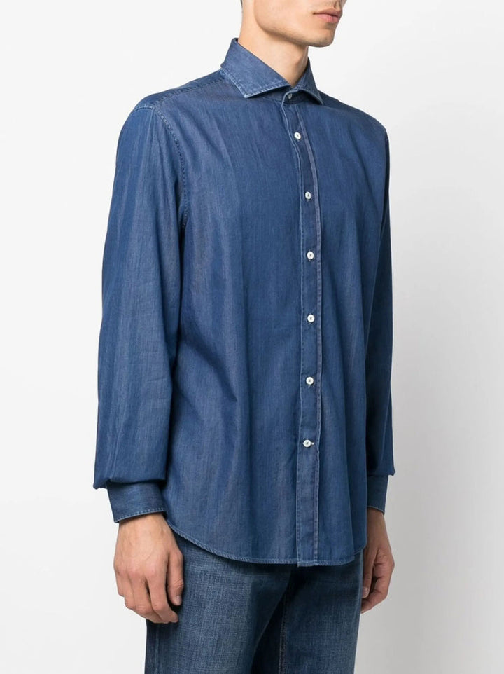 BRUNELLO CUCINELLI - Chemise en Coton Bleu