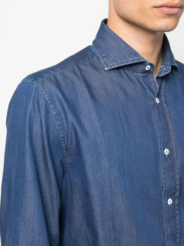 BRUNELLO CUCINELLI - Chemise en Coton Bleu