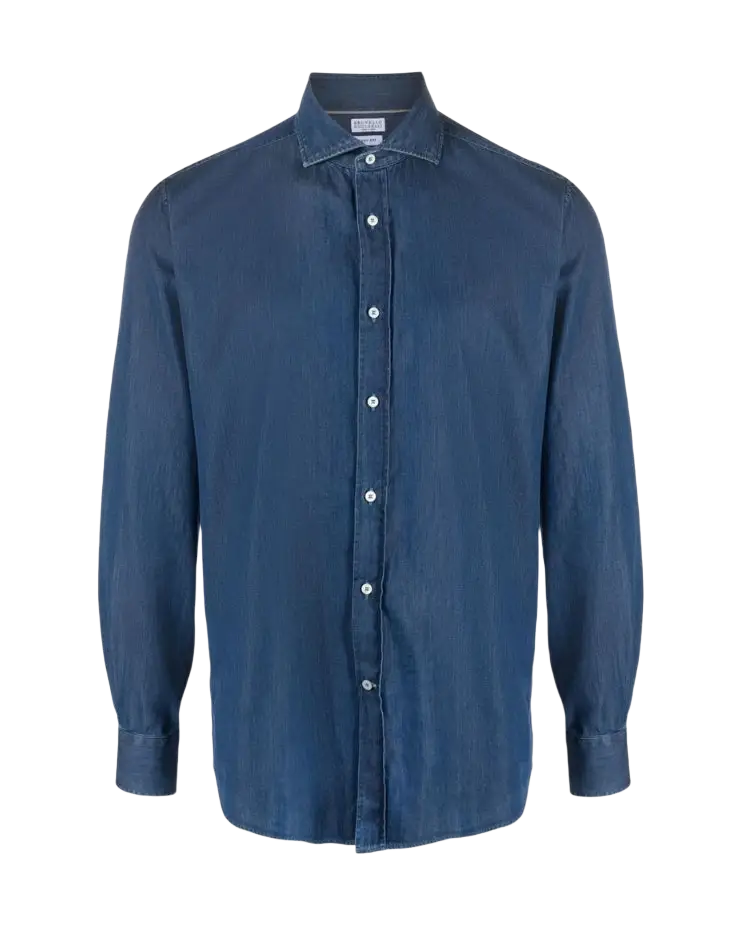 BRUNELLO CUCINELLI - Chemise en Coton Bleu