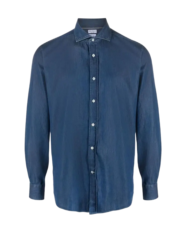 BRUNELLO CUCINELLI - Chemise en Coton Bleu