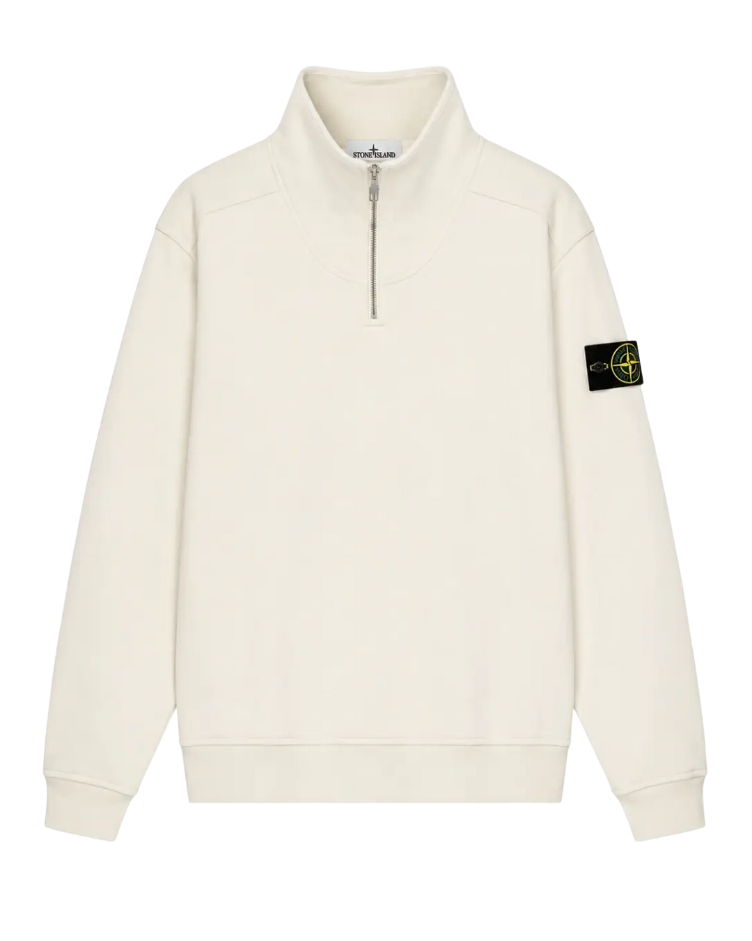 STONE ISLAND - Sweat-shirt col montant zippé en coton biologique Ivoire