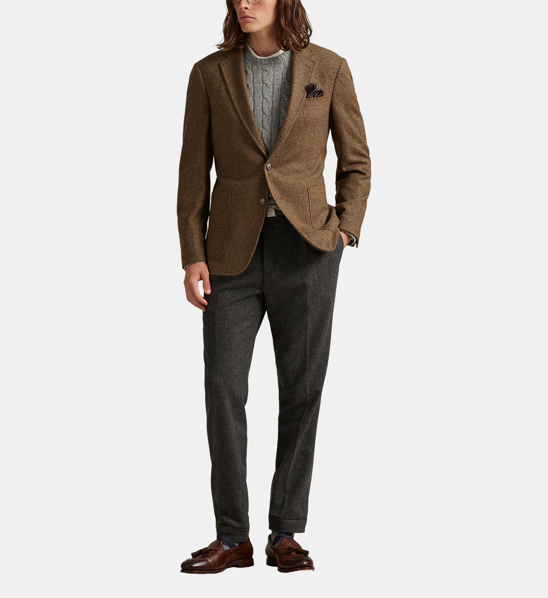POLO RALPH LAUREN - Blazer Modern Fit à chevrons Marron