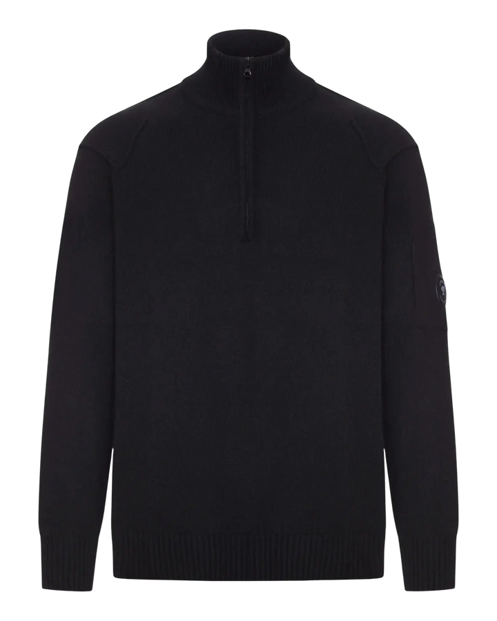 C.P. COMPANY - Pull à col roulé zippé en laine Noir