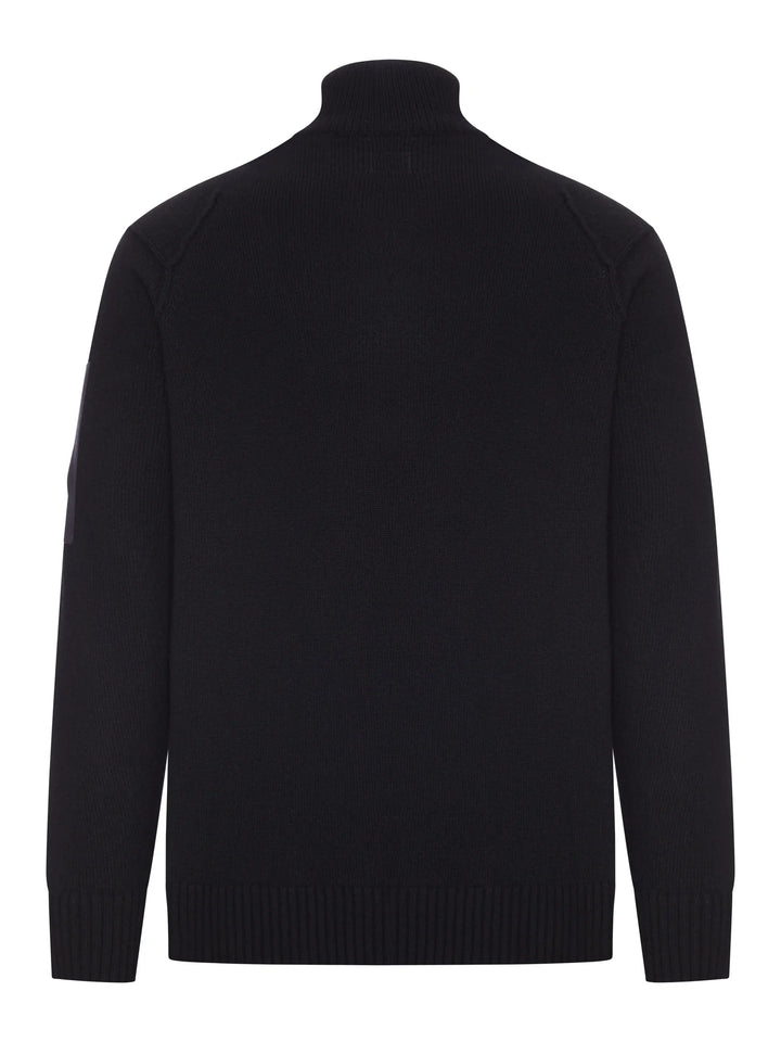 C.P. COMPANY - Pull à col roulé zippé en laine Noir