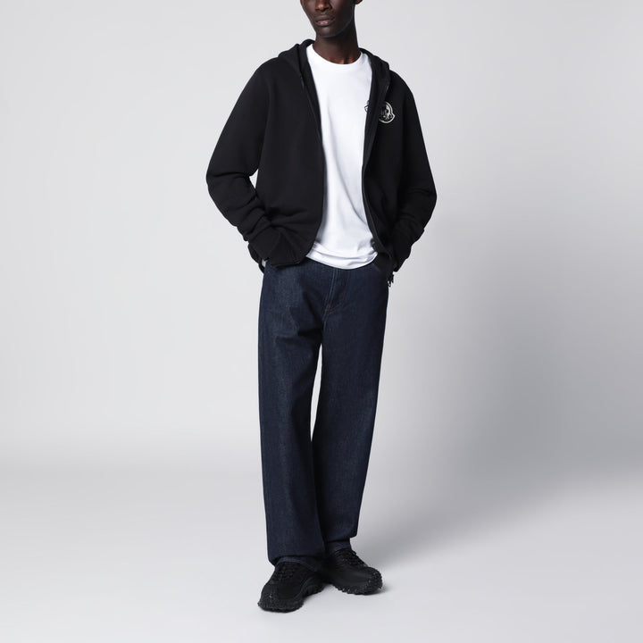 MONCLER – Sweat à capuche zippé en coton Noir