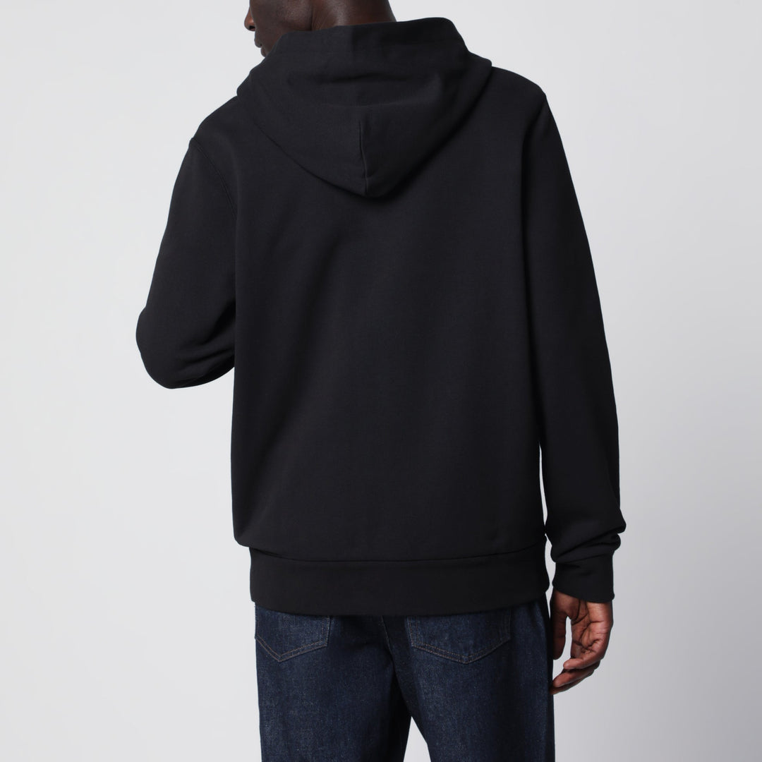 MONCLER – Sweat à capuche zippé en coton Noir
