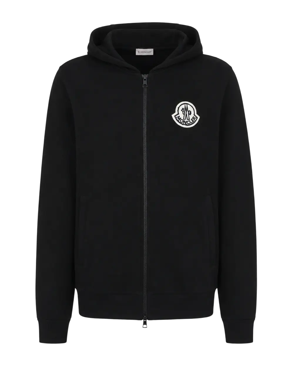 MONCLER – Sweat à capuche zippé en coton Noir