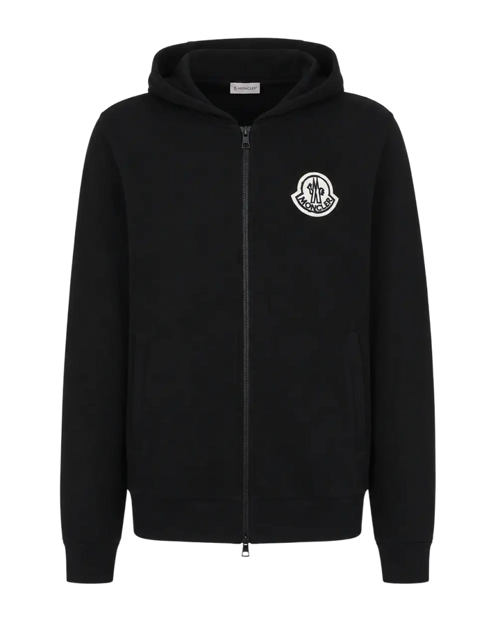 MONCLER – Sweat à capuche zippé en coton Noir