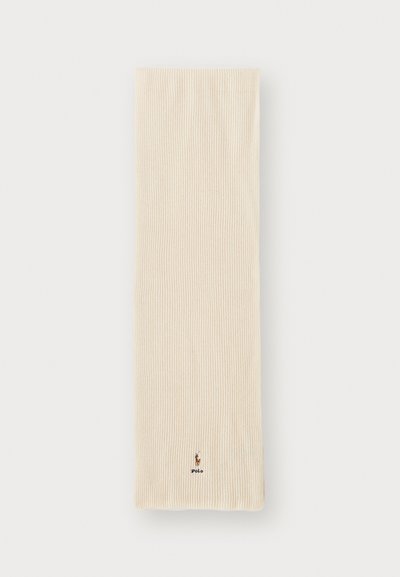 POLO RALPH LAUREN - Coffret bonnet et écharpe en laine côtelée Blanc crème