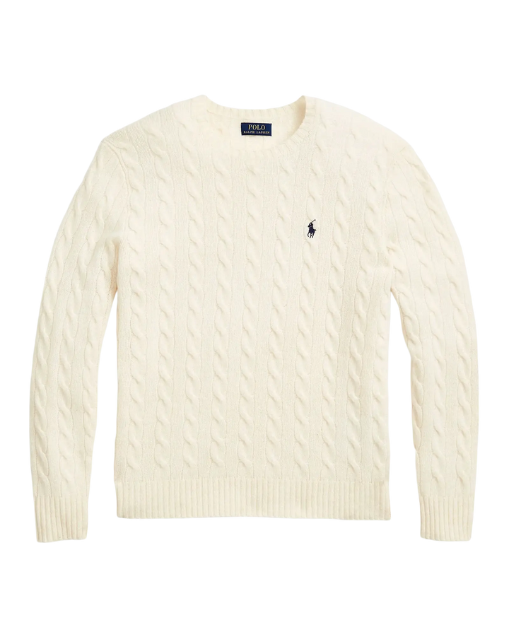 POLO RALPH LAUREN - Pull torsadé en laine et cachemire Crème