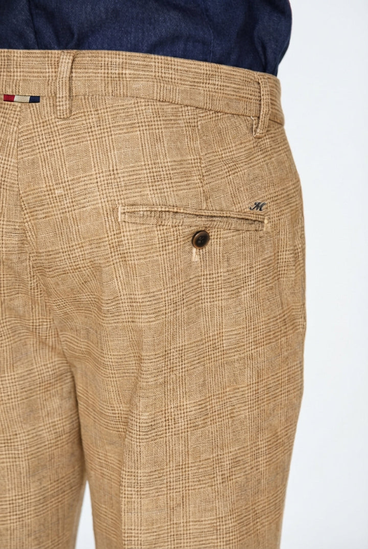 MASON'S - Pantalon chino Torino Prince de Galles Beige foncé