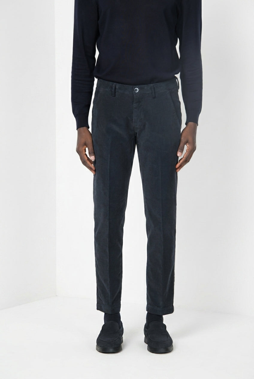 MASON'S - Pantalon chino Torino en velours côtelé Bleu marine