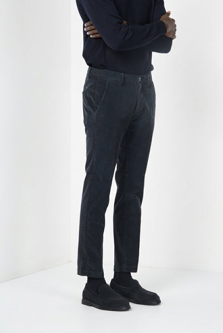 MASON'S - Pantalon chino Torino en velours côtelé Bleu marine