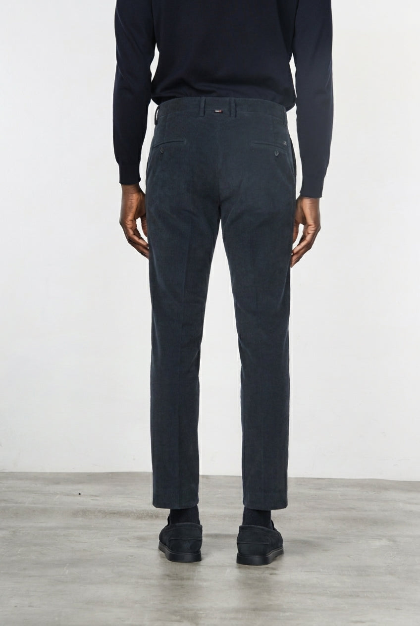 MASON'S - Pantalon chino Torino en velours côtelé Bleu marine