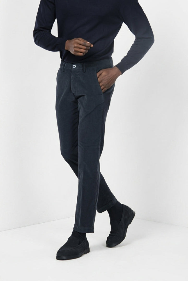 MASON'S - Pantalon chino Torino en velours côtelé Bleu marine