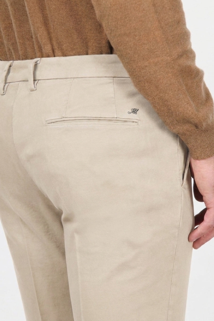 MASON'S - Pantalon chino Torino Flex en satin stretch Écru