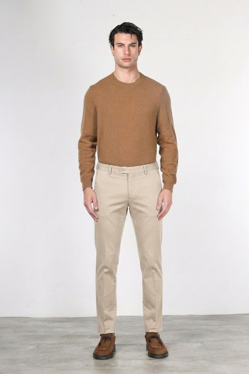 MASON'S - Pantalon chino Torino Flex en satin stretch Écru