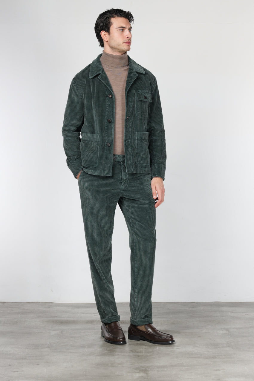 MASON'S - Pantalon chino Paris en velours côtelé Vert foncé