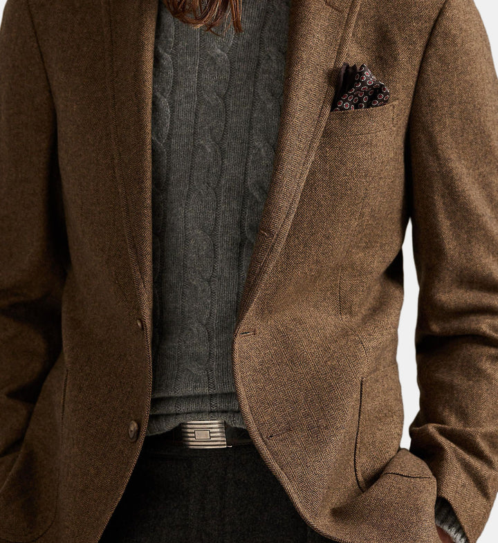 POLO RALPH LAUREN - Blazer Modern Fit à chevrons Marron
