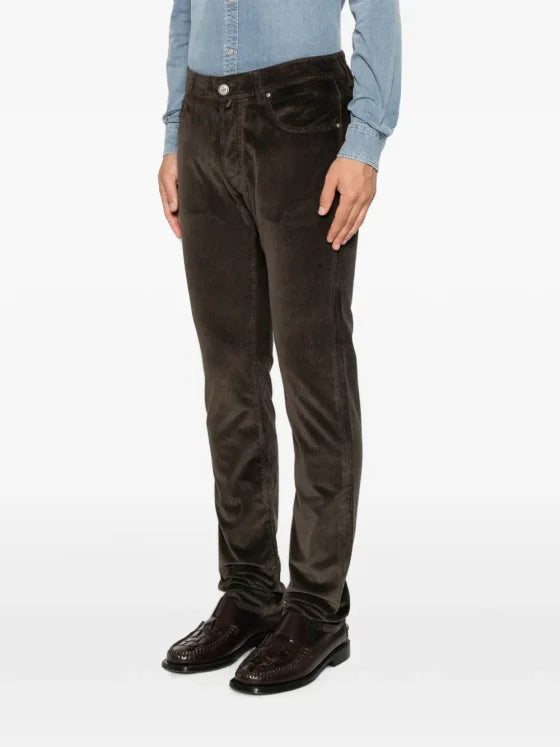 JACOB COHËN - Pantalon Bard Regular-Slim en velours côtelé stretch Marron